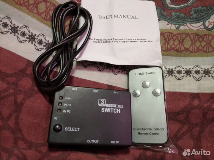 Переключатель hdmi 3 входа 1 выход, активный