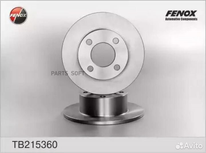 Fenox TB215360 Диск тормозной audi 100 82-91 задни