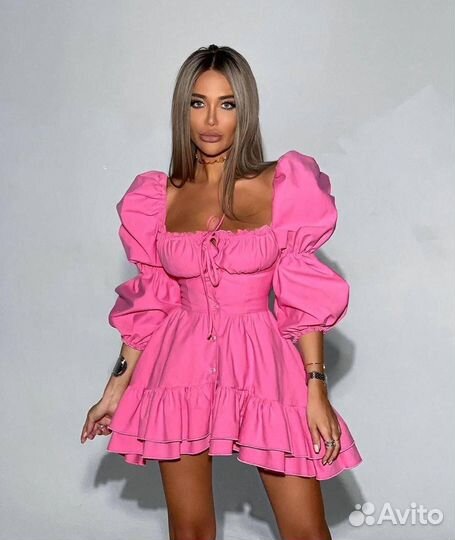 Розовое летнее платье