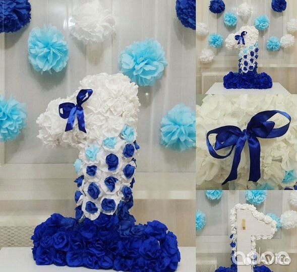 Цифры на день рождение из помпонов, шаров, цветов