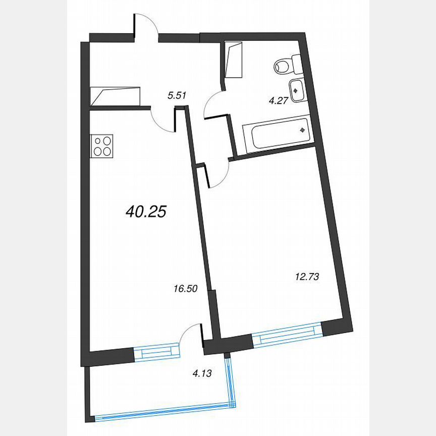 1-к. квартира, 43,1 м², 2/22 эт.