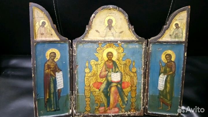 Старинная Икона господь вседержитель, складень 18