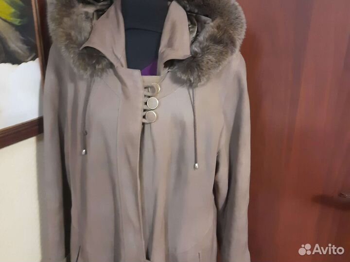 Пальто кожанное и драповое