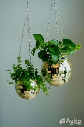 Кашпо из диско шара / кашпо из зеркальной мозаики