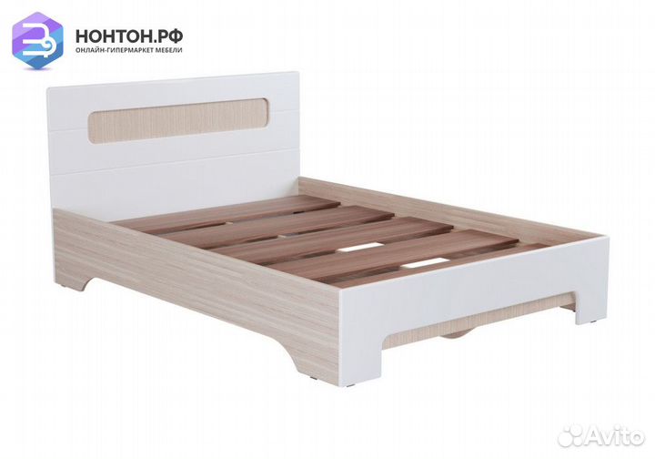 Кровать Палермо-3 1.4 м ясень шимо светлый / белый