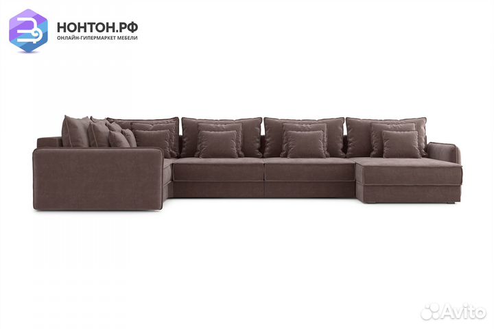 Диван п-образный тик-так Антей коричневый
