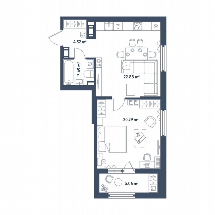 1-к. квартира, 54,2 м², 2/11 эт.