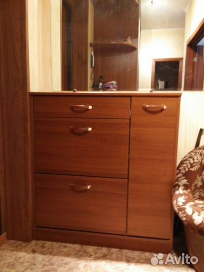 Тумба под обувь с выдвижным и распашными ящиками