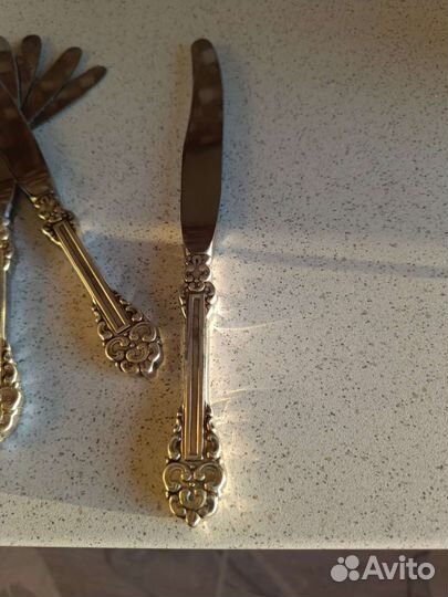 Ножи столовые с посеребрённой ручкой Мельхиор