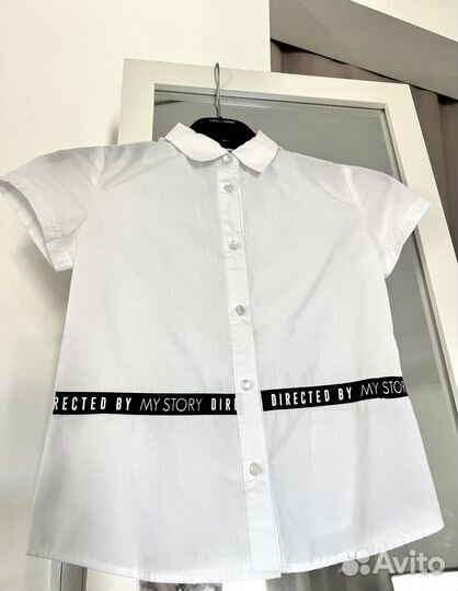 3 блузки рубашки для девочки белые для школы р 128