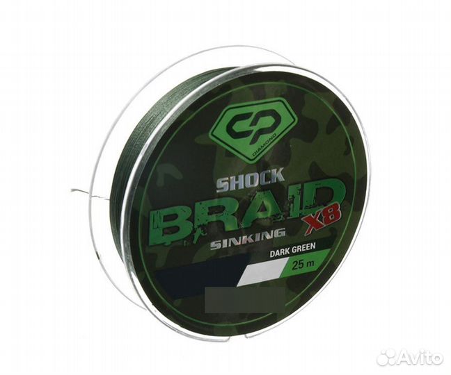 Carp PRO Шок-лидер Shock Braid PE X8 зеленый 25lb