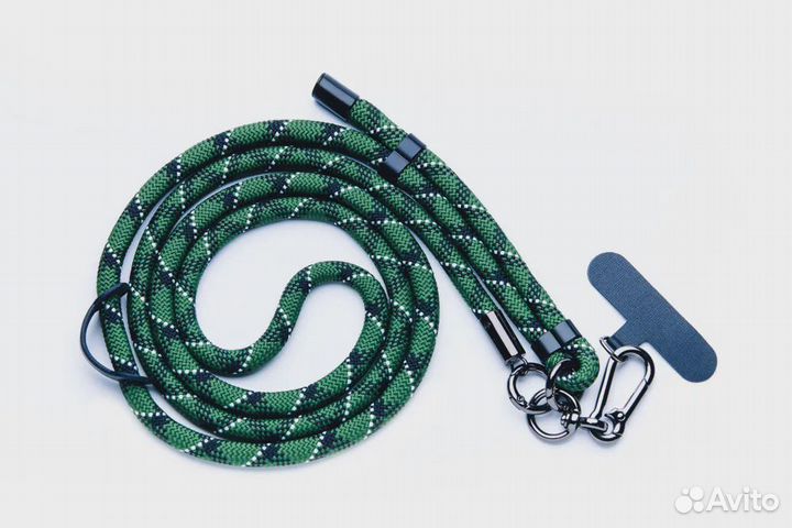 Шнурок для телефона 8мм черно-зеленый