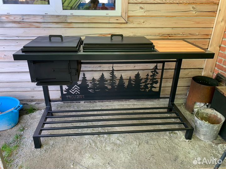 Мангал 3 в 1: мангал + печь для казана + стол