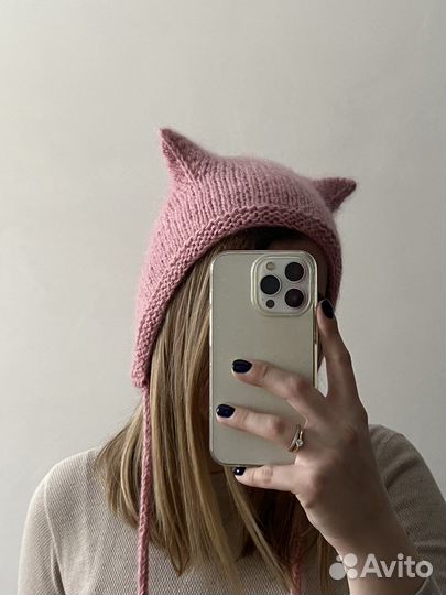 Пушистый чепчик с ушками