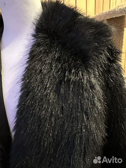 Шуба искусственный мех черная