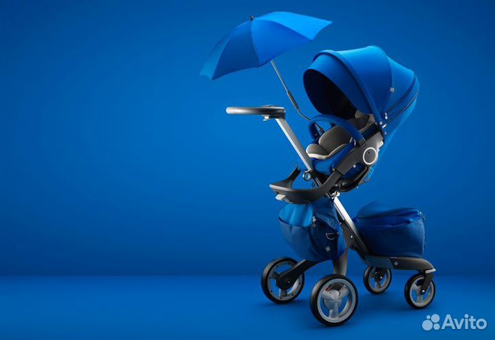 Коляска stokke xplory v4 cobalt blue 2 в 1