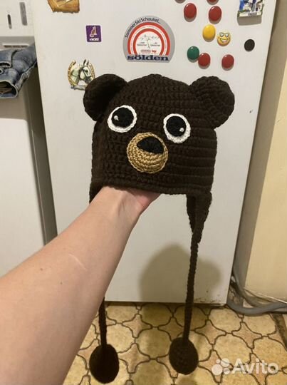 Детская шапка мишка