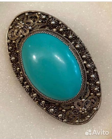 Брошь Серебро, Бирюза Экспортный Китай
