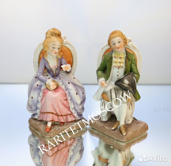 Пара девушка кавалер стул кресло фарфор Англия