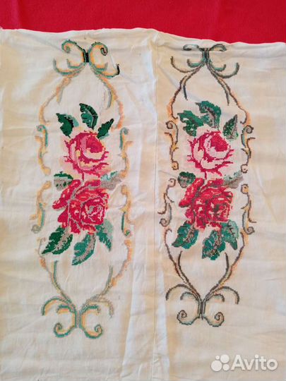 Винтажная льняная наволочка с вышивкой