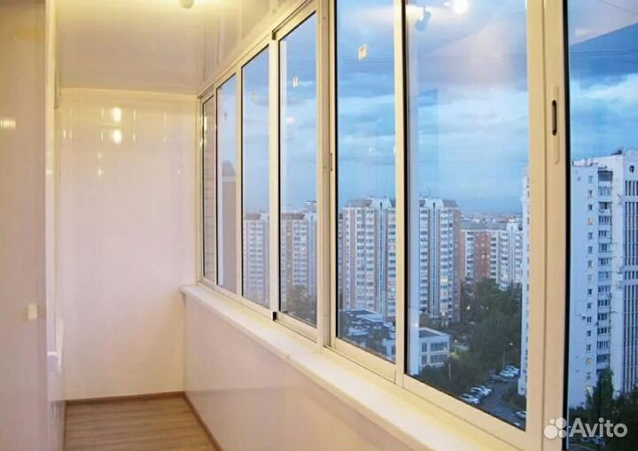 Остекление раздвижное с отделкой