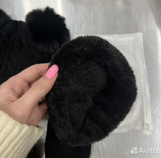 Десткая шапочка, комплект варежки, снуд