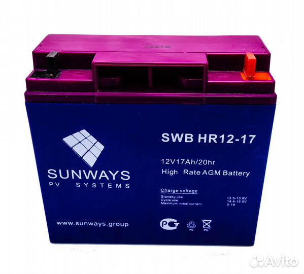Аккумуляторная батарея sunways HR 12-17
