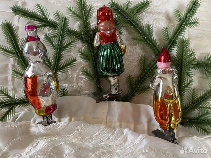 Елочные игрушки стеклянные на прищепках