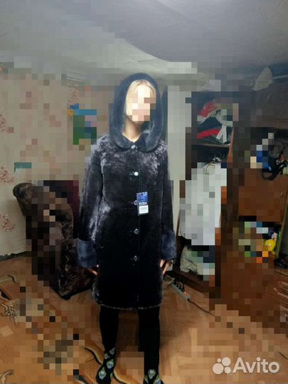 Шуба мутоновая с капюшоном 44 46