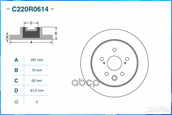 Тормозной диск задний C220R0614 C220R0614 cworks