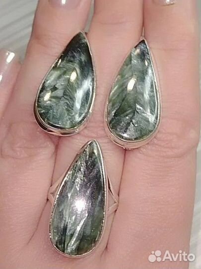 Серафинит, серебряный комплект