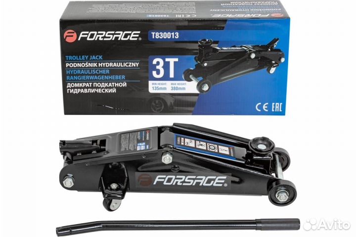 Подкатной гидравлич домкрат Forsage 3т h 135-380мм