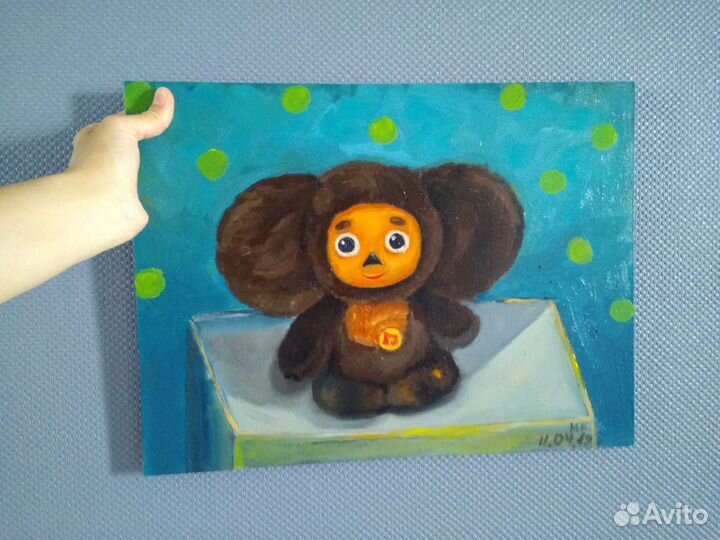 Картина маслом с Чебурашкой, изображение Чебурашки