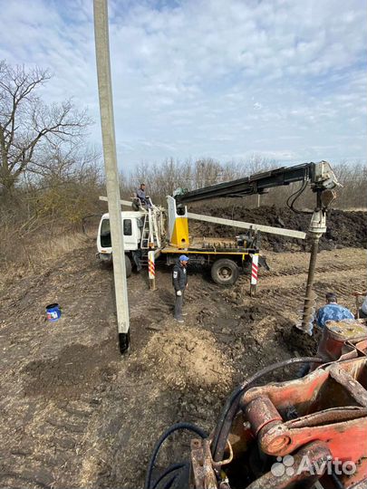 Услуги ямобура автобуровая монтаж опор свай