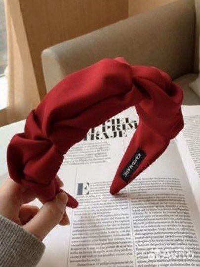 Ободок для волос бежевый и бардовый