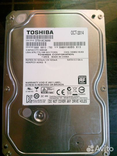 Hdd toshiba 500 gb