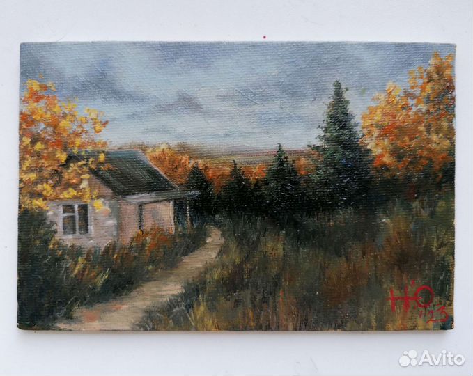 Картина маслом. Дачный пейзаж