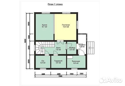 Сруб из проф. бруса 6х8 м. под усадку