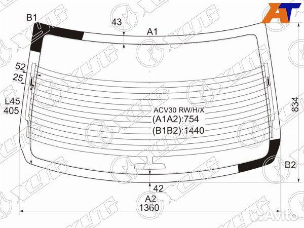 Стекло заднее toyota camry europe/russia ACV30