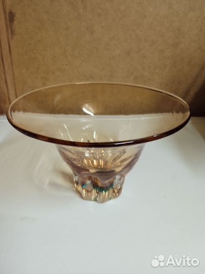 Ваза для фруктов Чехия хрустальная