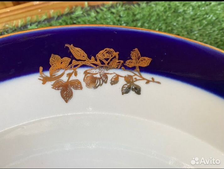 Тарелки Дулево Кобальт Роза СССР