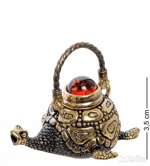 Фигурка Чайник Черепаха (латунь, янтарь) A2134161