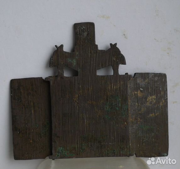 Меднолитая икона складень,Георгий Победоносец