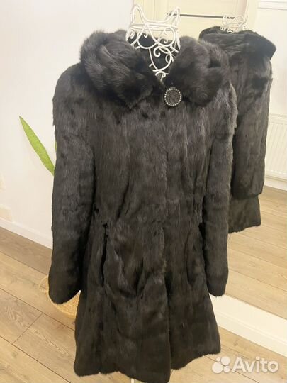 Шуба норковая с капюшоном