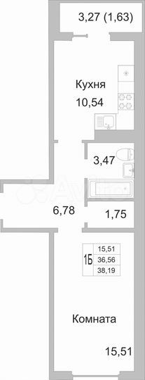 1-к. квартира, 38,2 м², 7/9 эт.
