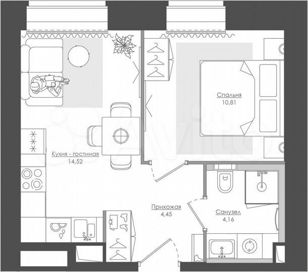 1-к. квартира, 34,5 м², 5/39 эт.