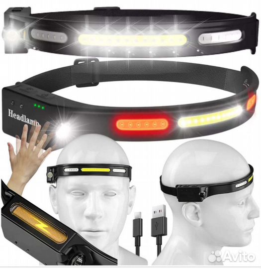 Фонарь налобный, светодиодная полоса