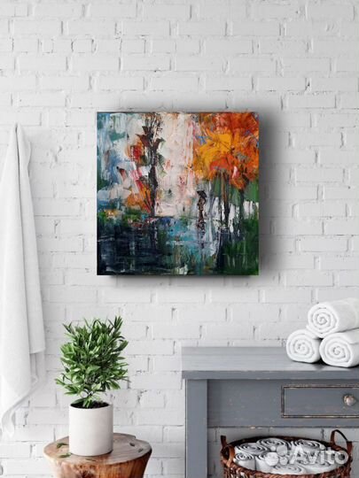 Картина маслом на холсте пейзаж с девушкой