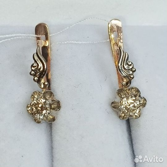 Советские серьги Тюльпан с бриллиантами 0,48 Кт