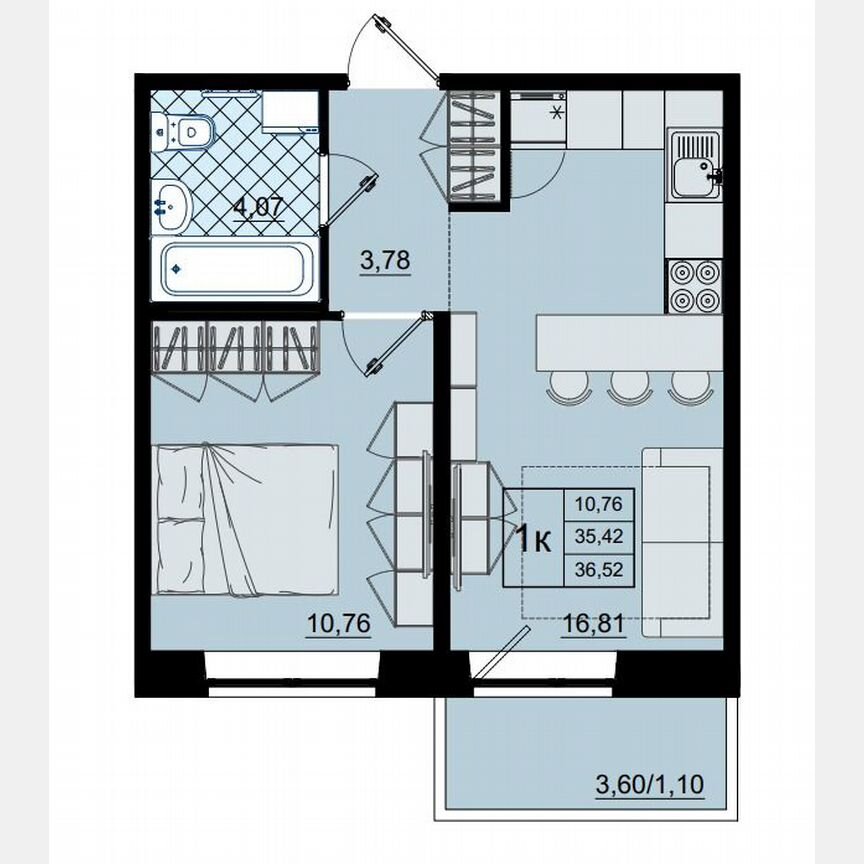 1-к. квартира, 36,5 м², 3/9 эт.